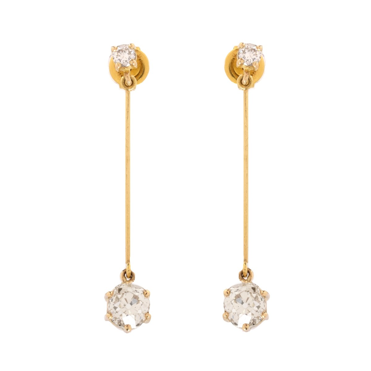 Diamond and Yellow Gold Earrings
