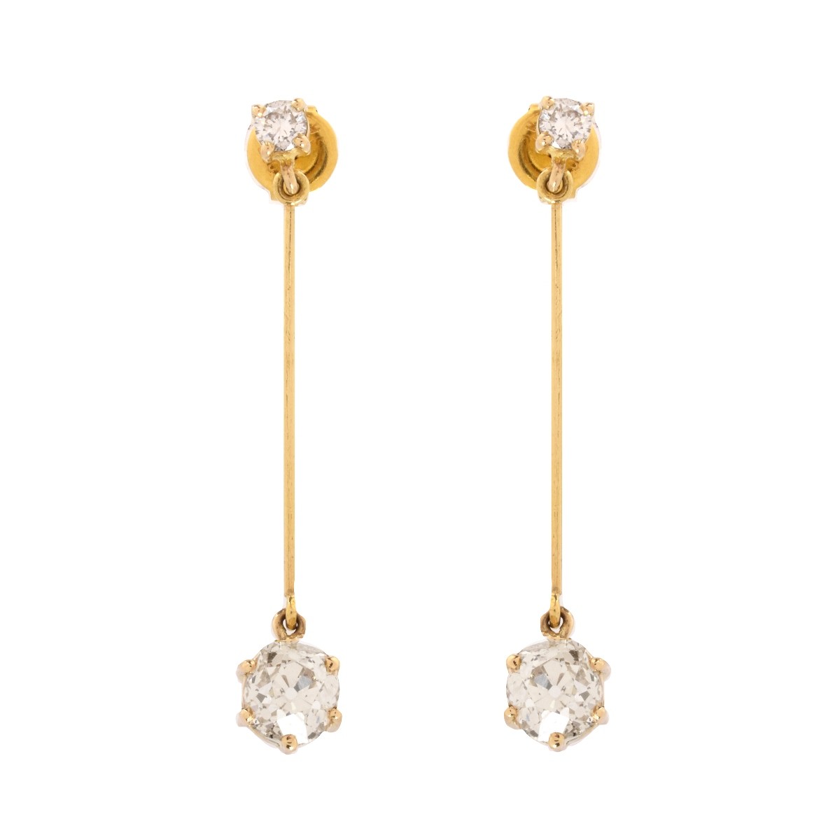 Diamond and Yellow Gold Earrings