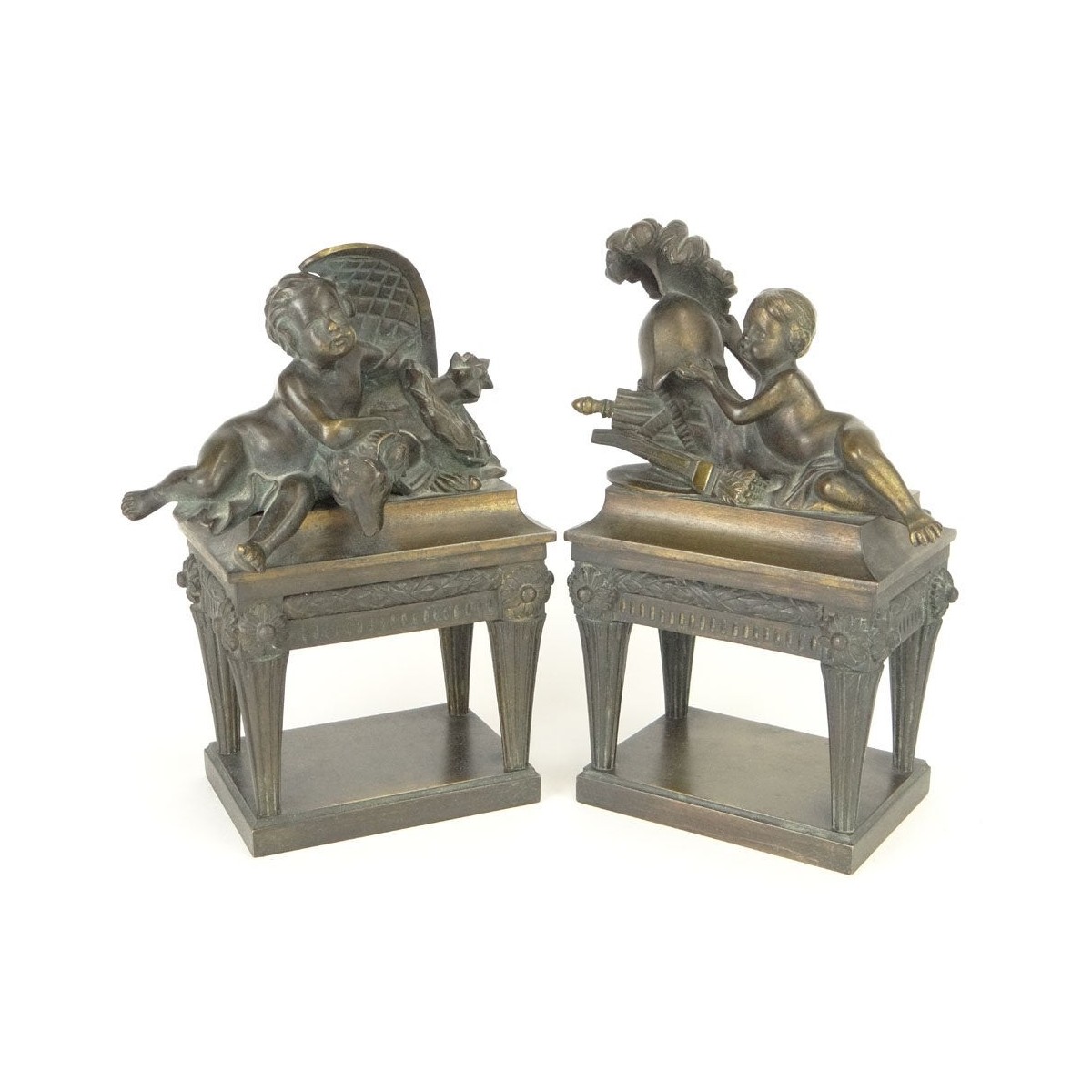 Pair of Neoclassical Style Bronze Bookends