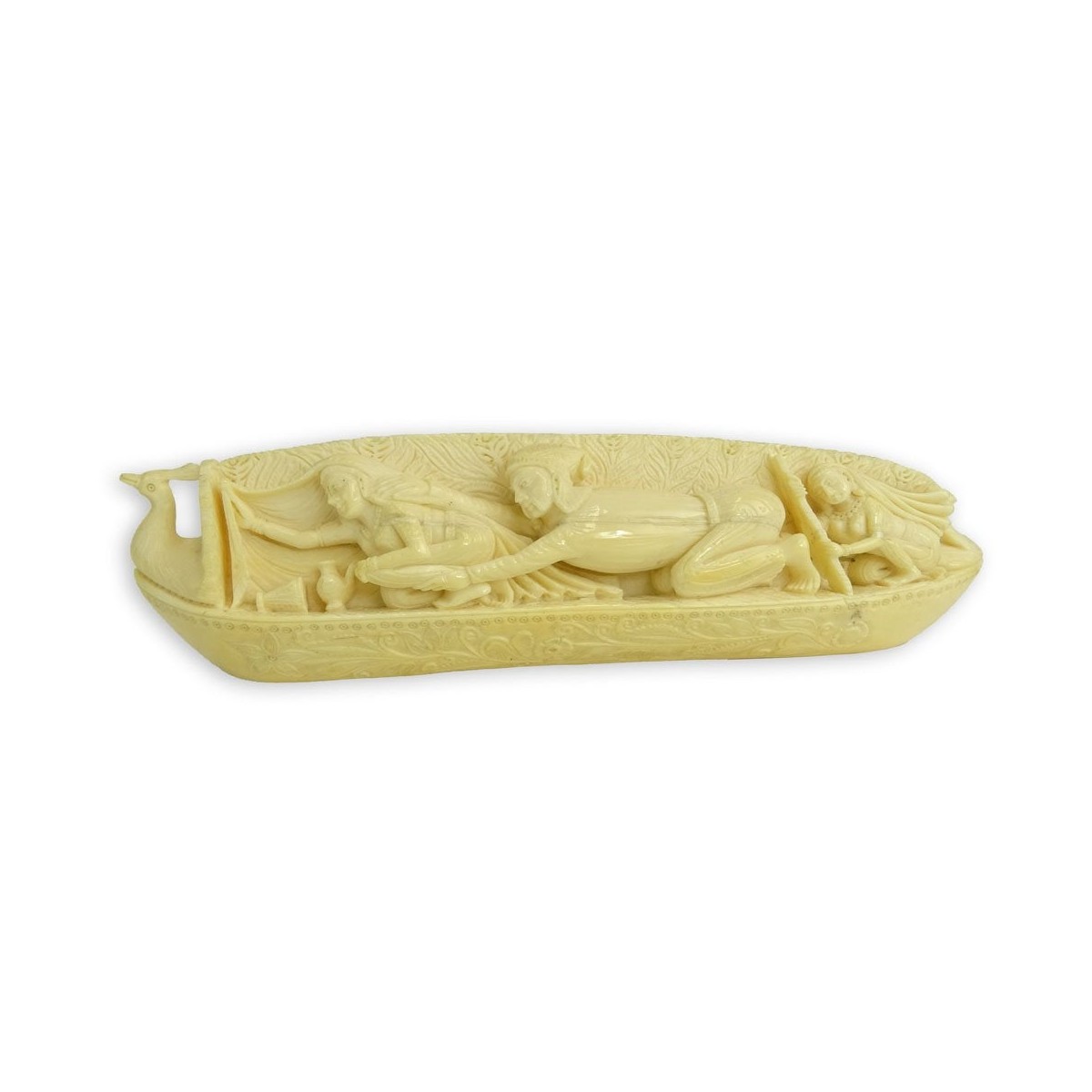 Antique Indian Carving Depicting a Canoe