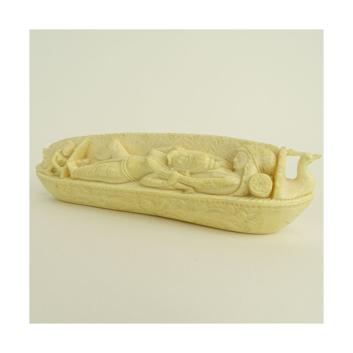 Antique Indian Carving Depicting a Canoe