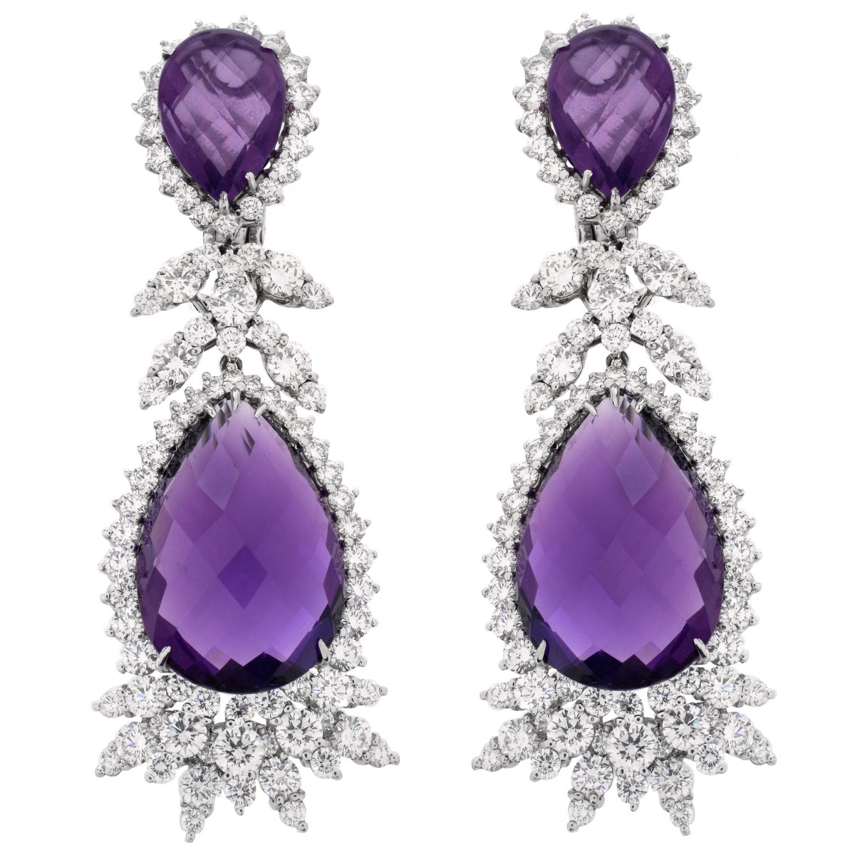 Diamond, Amethyst and 18K Earrings