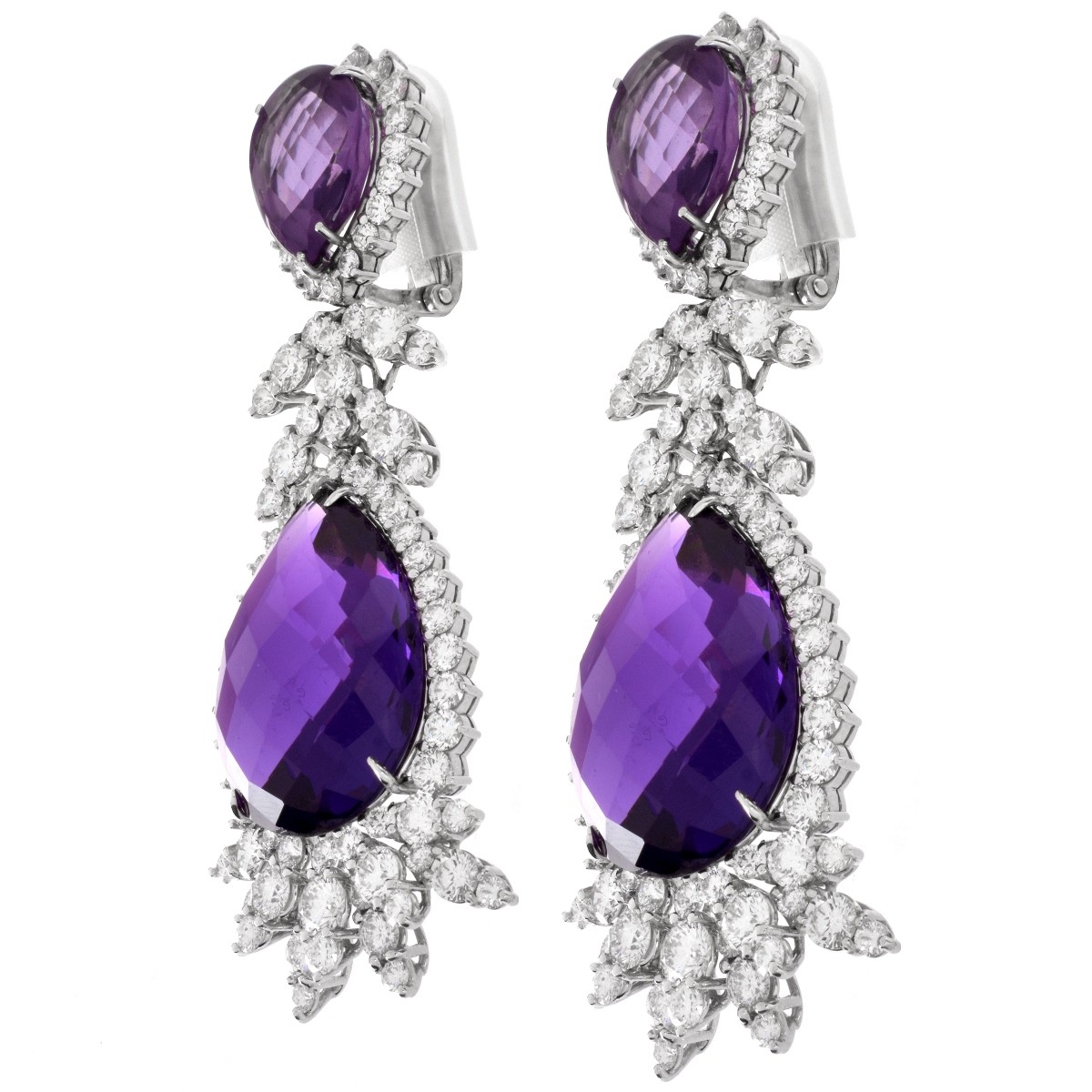 Diamond, Amethyst and 18K Earrings