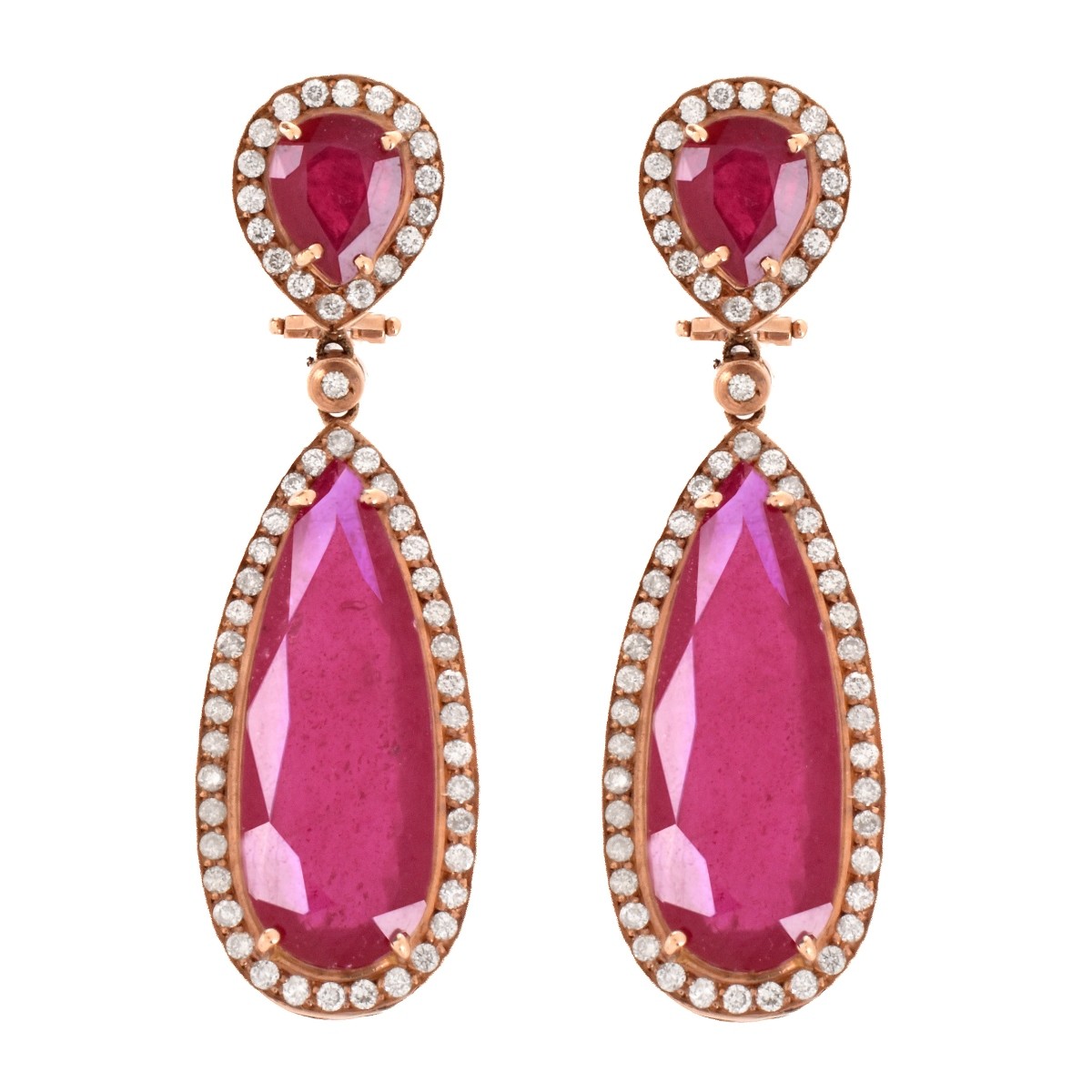 Ruby, Diamond and 18K Earrings.