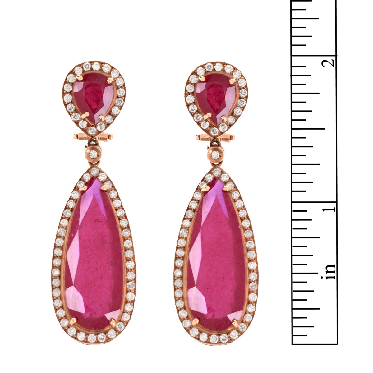 Ruby, Diamond and 18K Earrings.