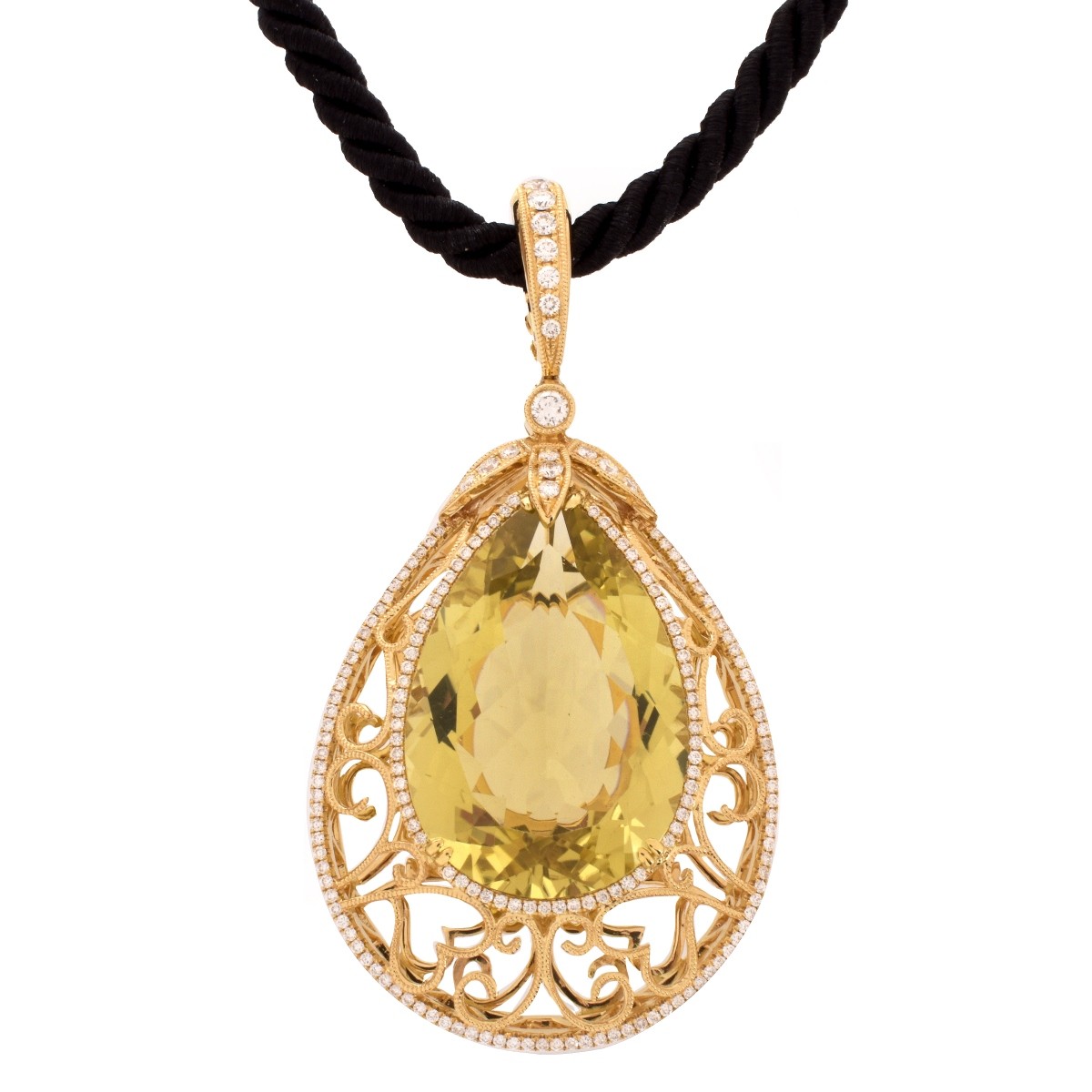 Citrine, Diamond and 18K Pendant