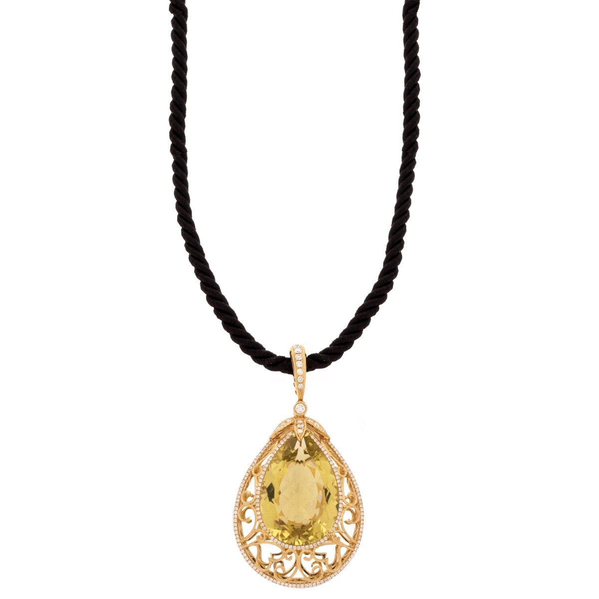 Citrine, Diamond and 18K Pendant