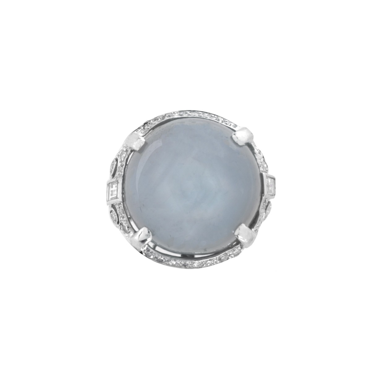 Art Deco Star Sapphire and Diamond Ring