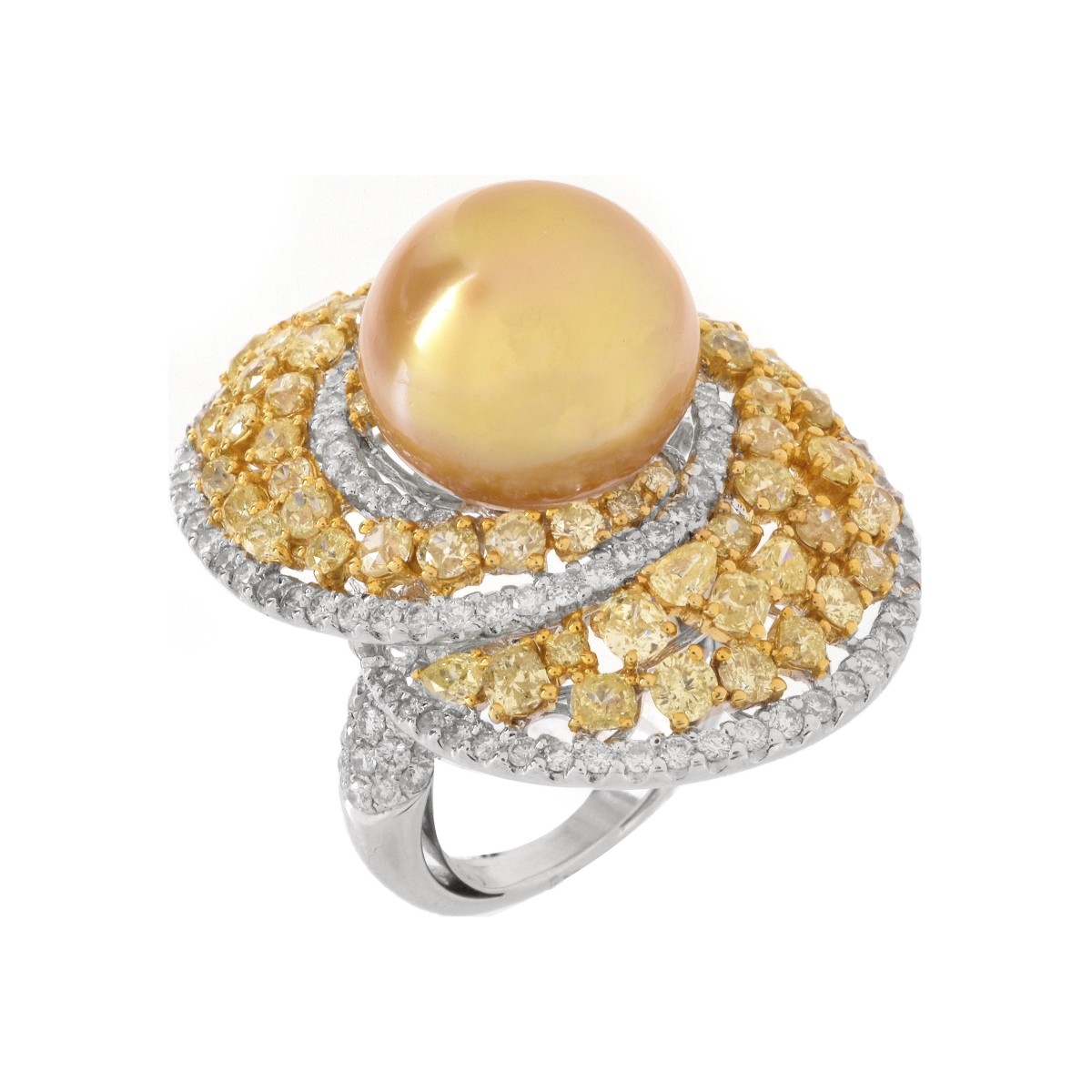 Diamond, Pearl and 18K Ring