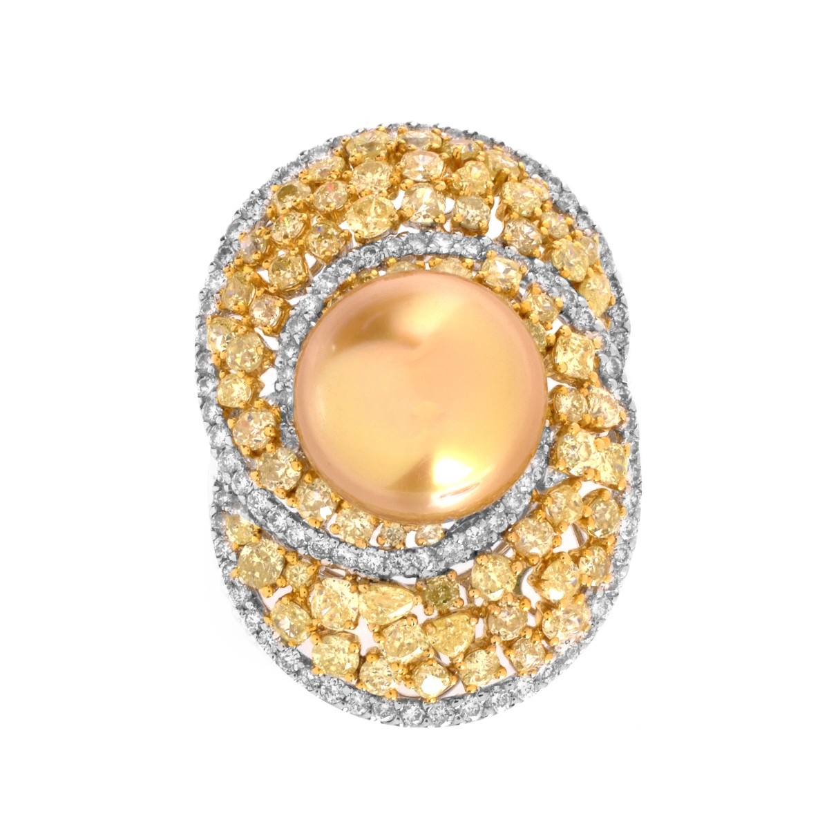 Diamond, Pearl and 18K Ring