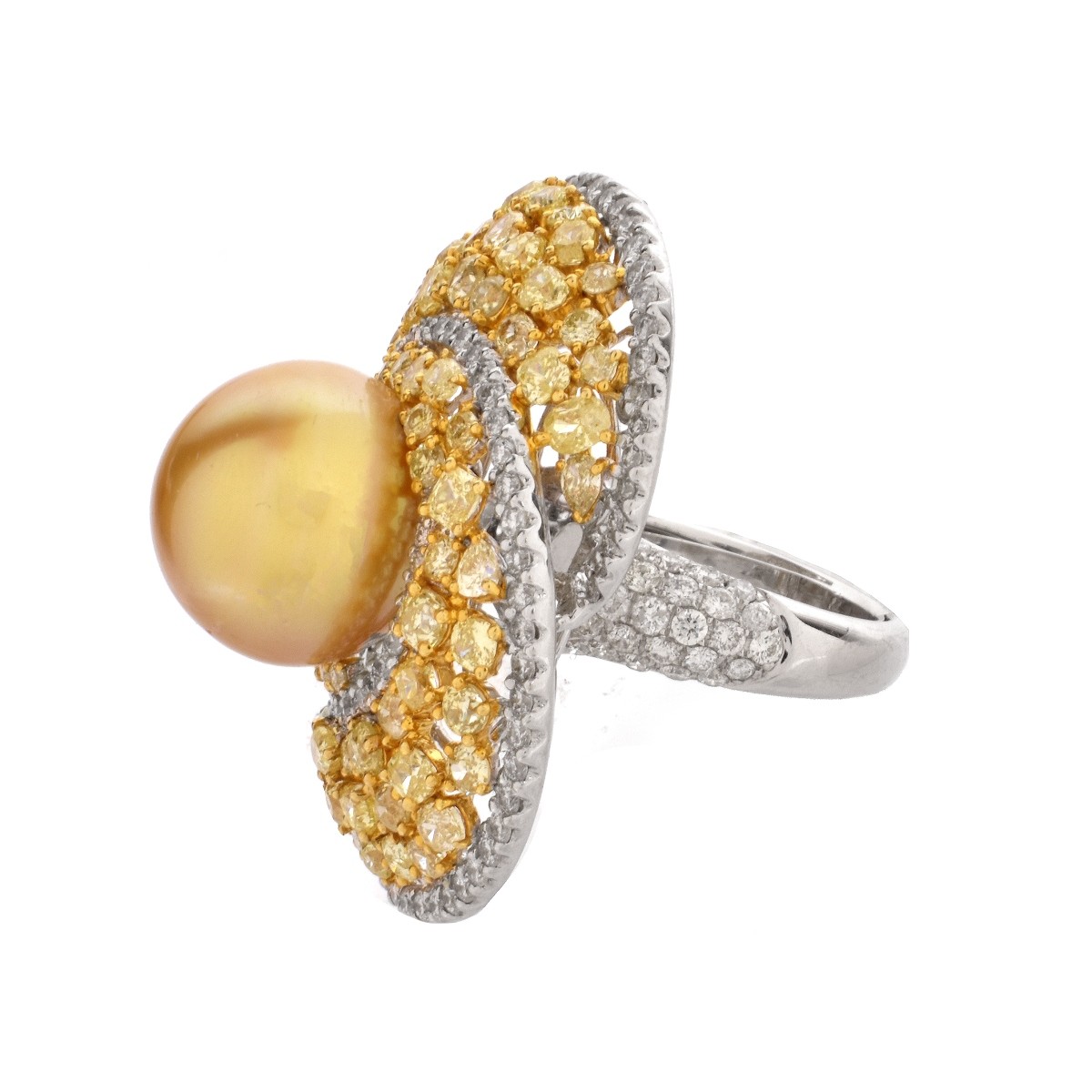 Diamond, Pearl and 18K Ring