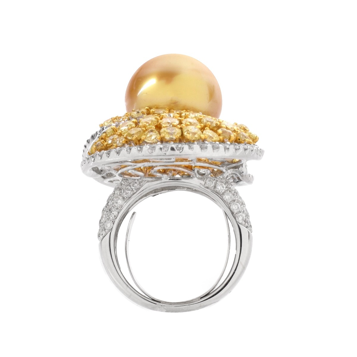 Diamond, Pearl and 18K Ring