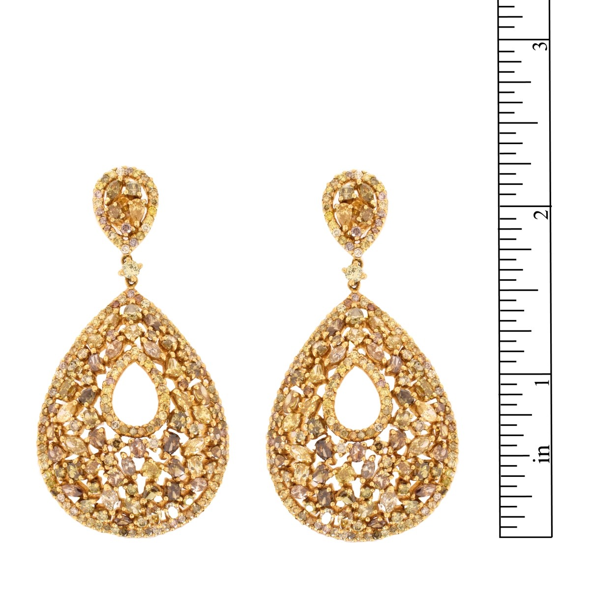 Multi Color Diamond and 18K Earrings