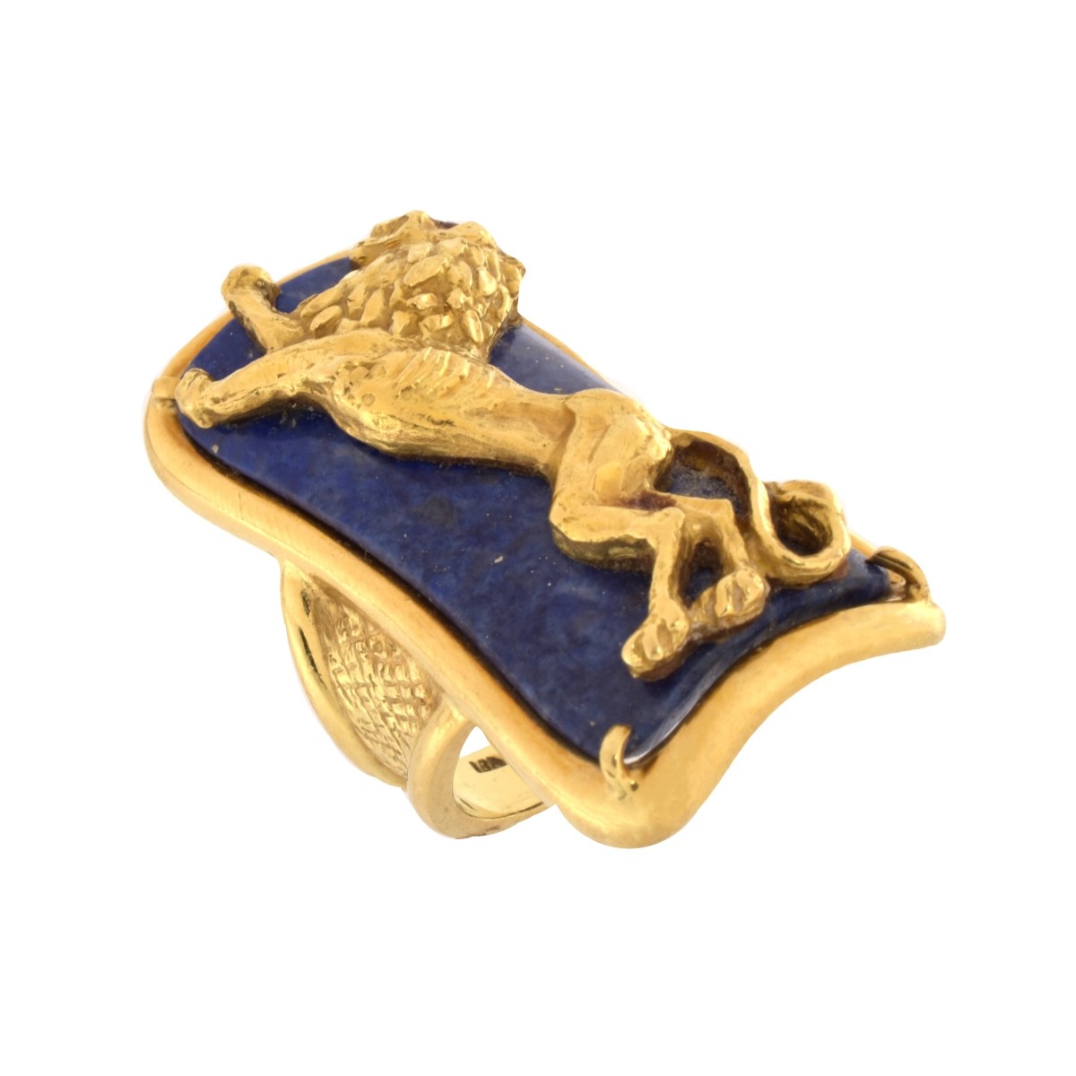 Lapis Lazuli and 18K Lion Ring