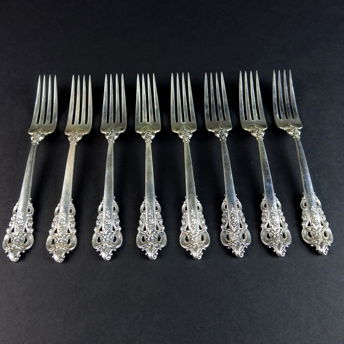 (8) Wallace "Grand Baroque" Sterling Silver Forks