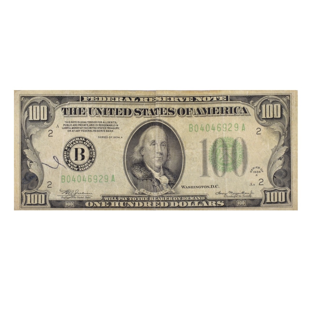 1934 $100 U.S. Federal Reserve Note