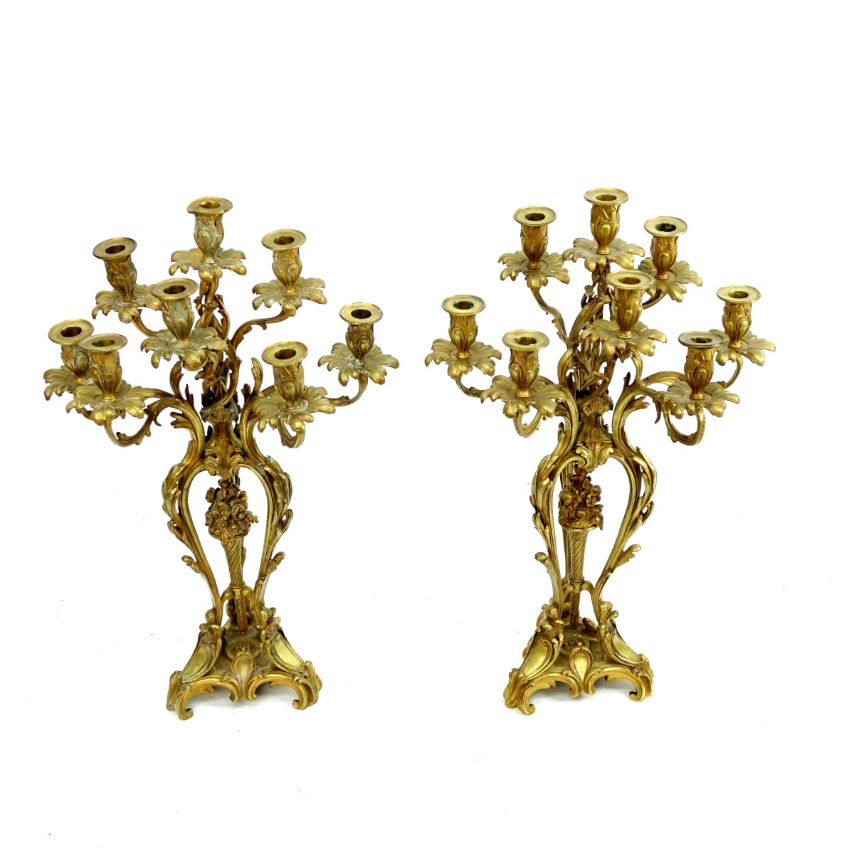 Pair of 19th C. French Gilt Bronze Candelabra