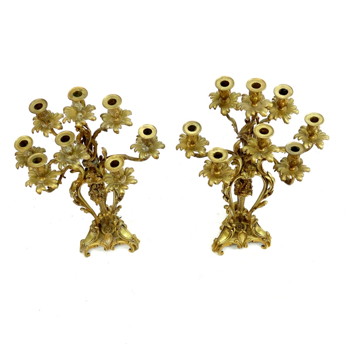 Pair of 19th C. French Gilt Bronze Candelabra