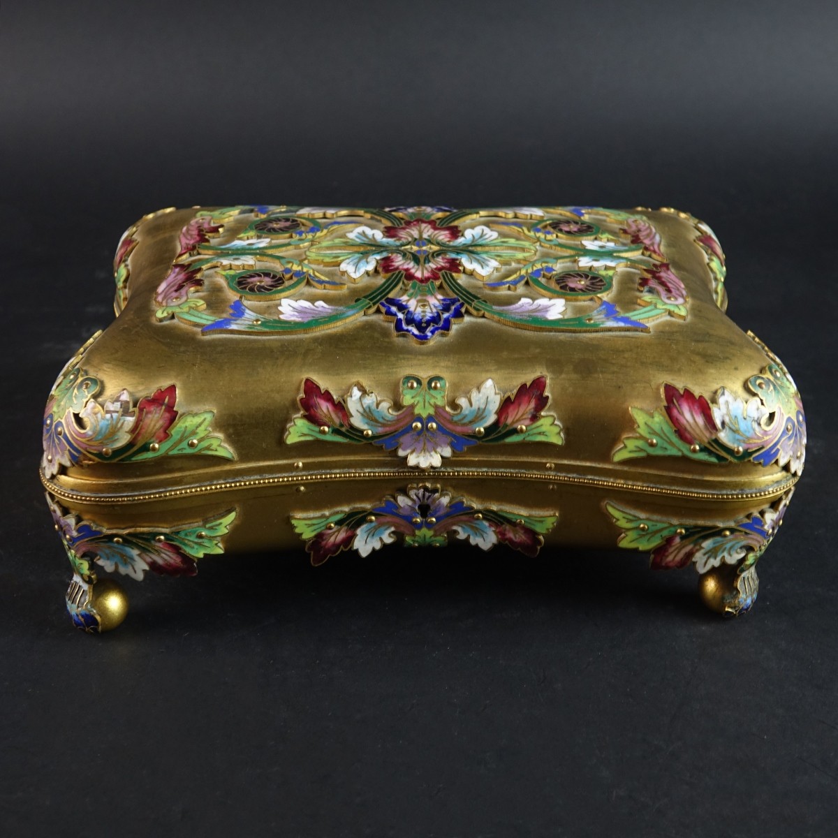 Antique French Gilt Bronze and Champleve Box