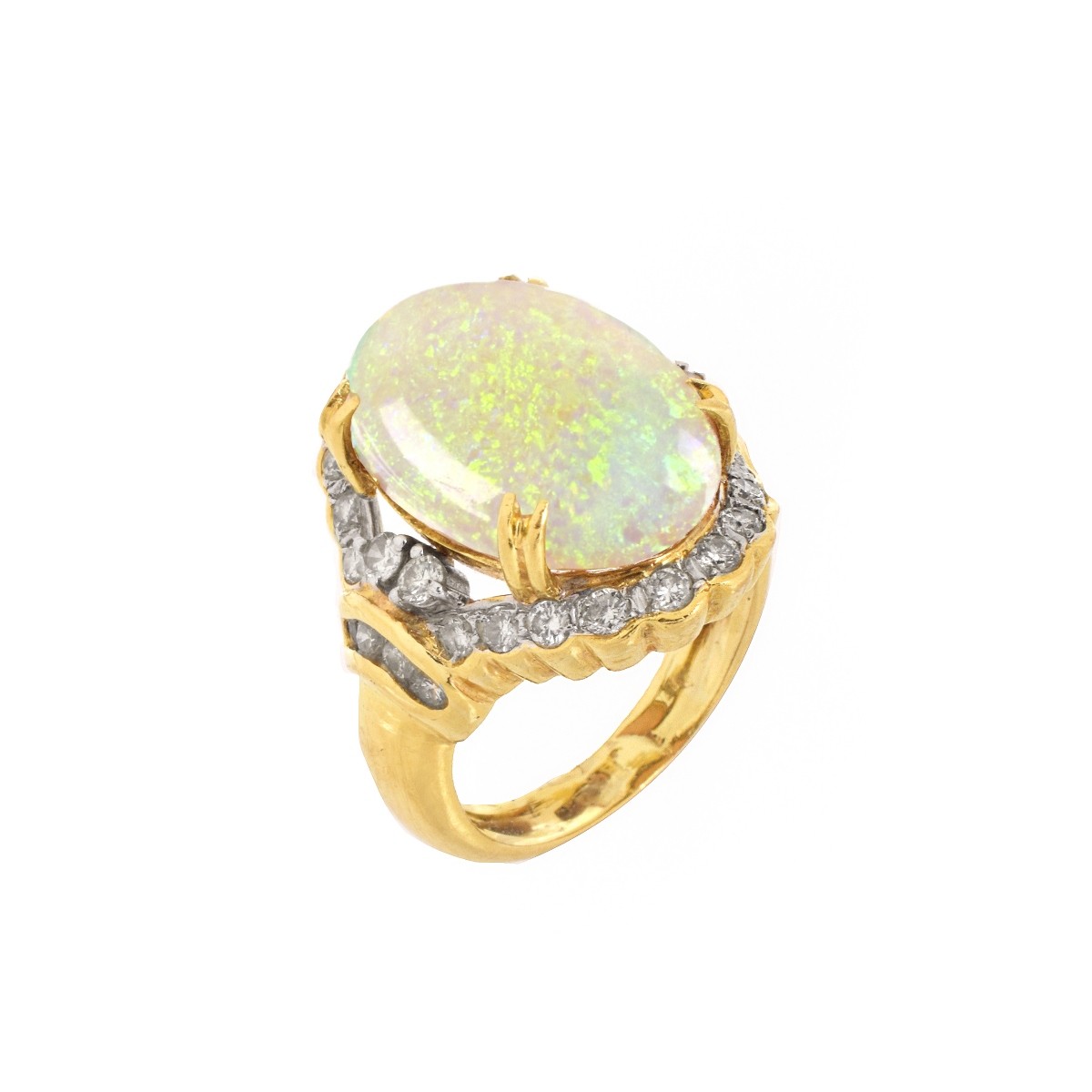 Opal, Diamond and 18K Ring