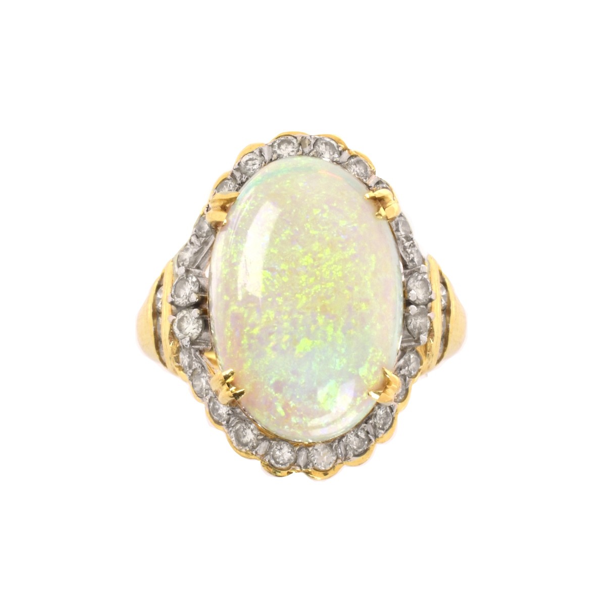 Opal, Diamond and 18K Ring