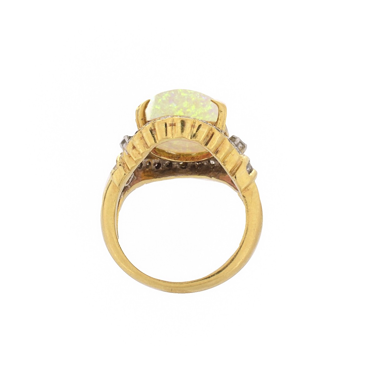 Opal, Diamond and 18K Ring