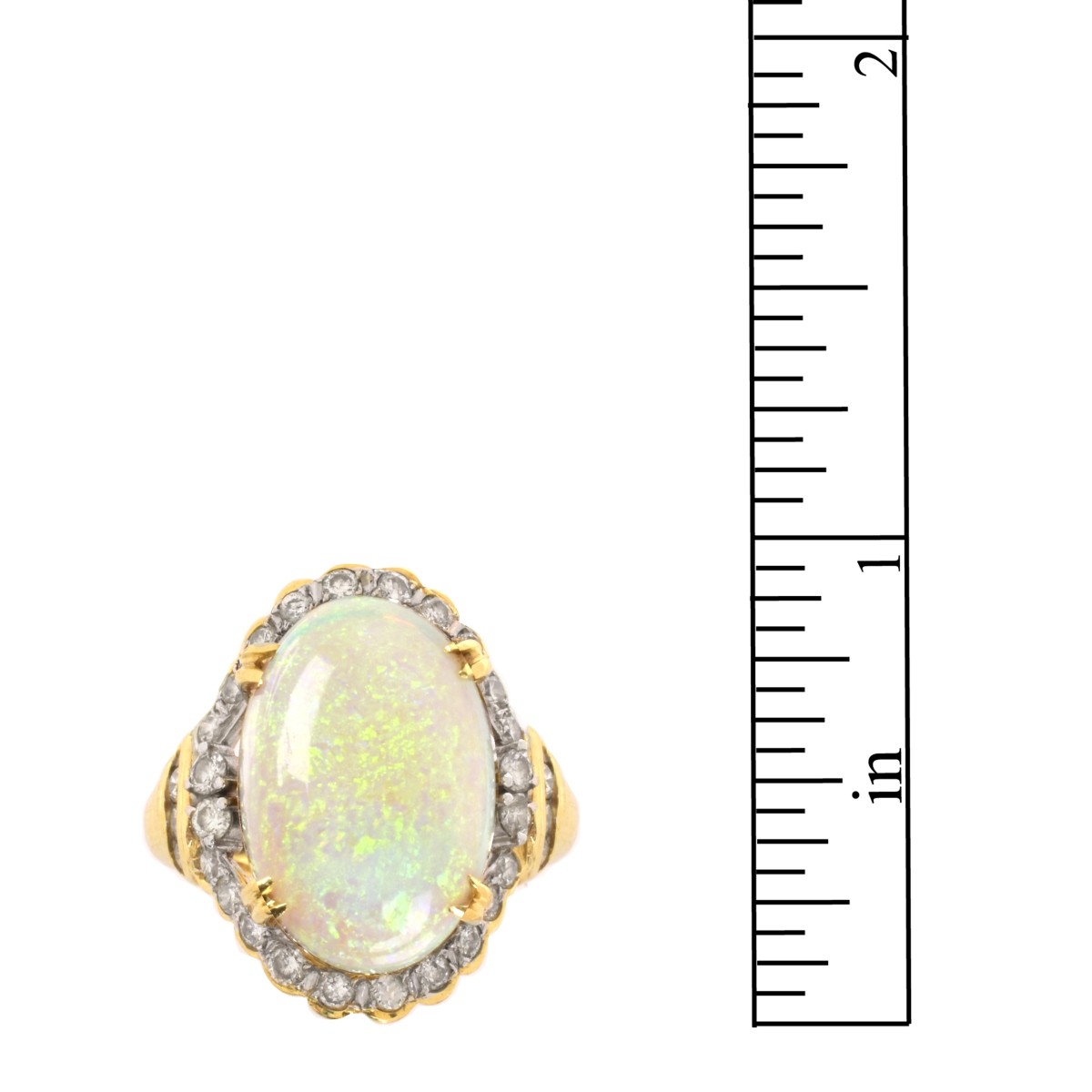 Opal, Diamond and 18K Ring