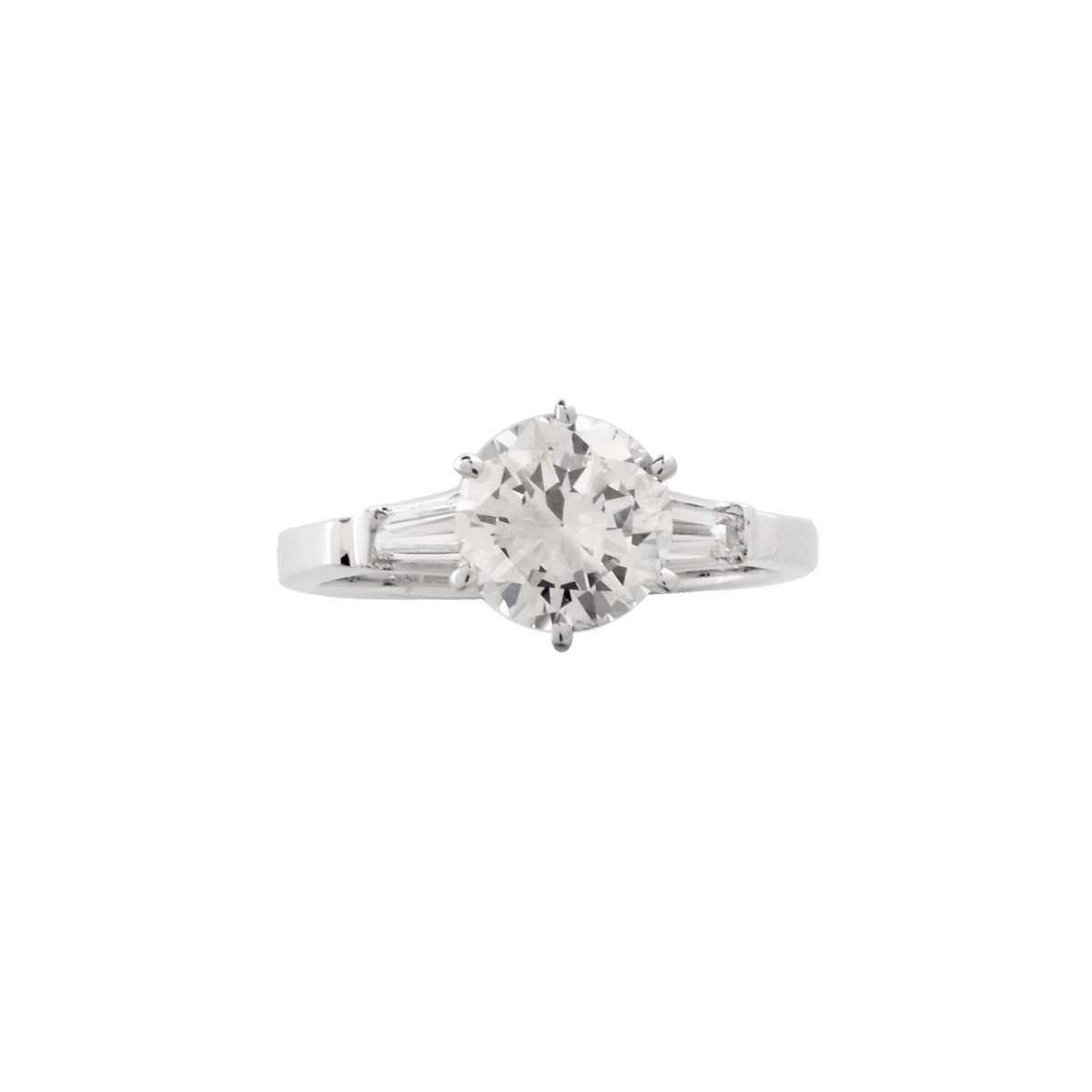 GIA Diamond and 18K Engagement Ring