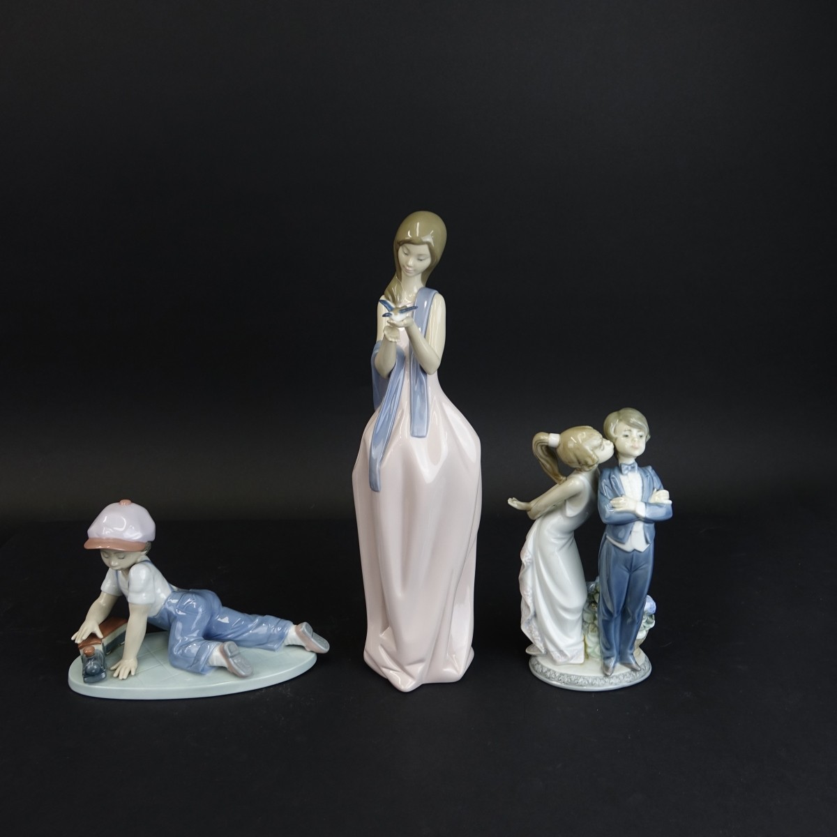 Three (3) Vintage Glazed Porcelain Figurines