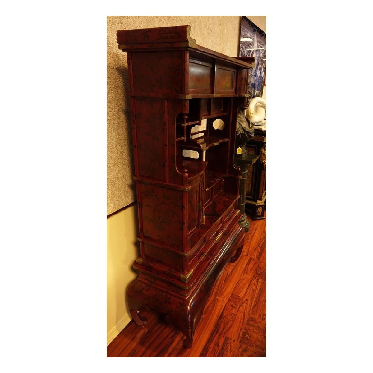 Japanese Red Lacquered Cabinet