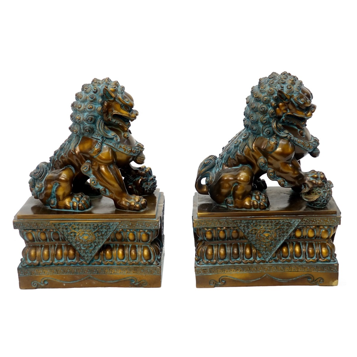 Pair of Large Chinese Foo Lion Sculptures