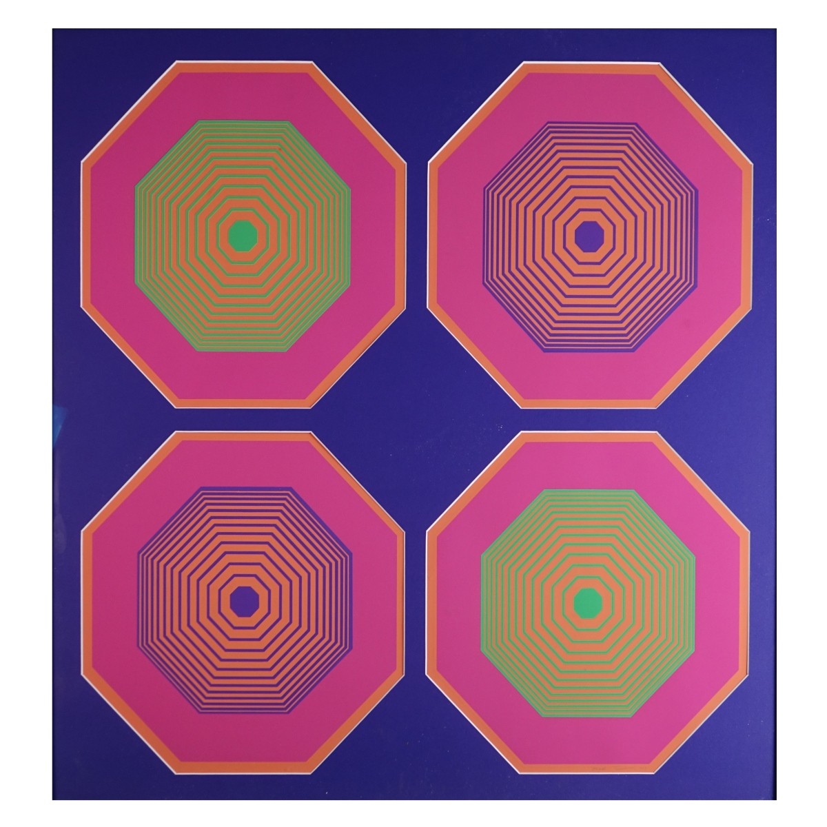 Mid Century Vasarely Style Silkscreen on Paper