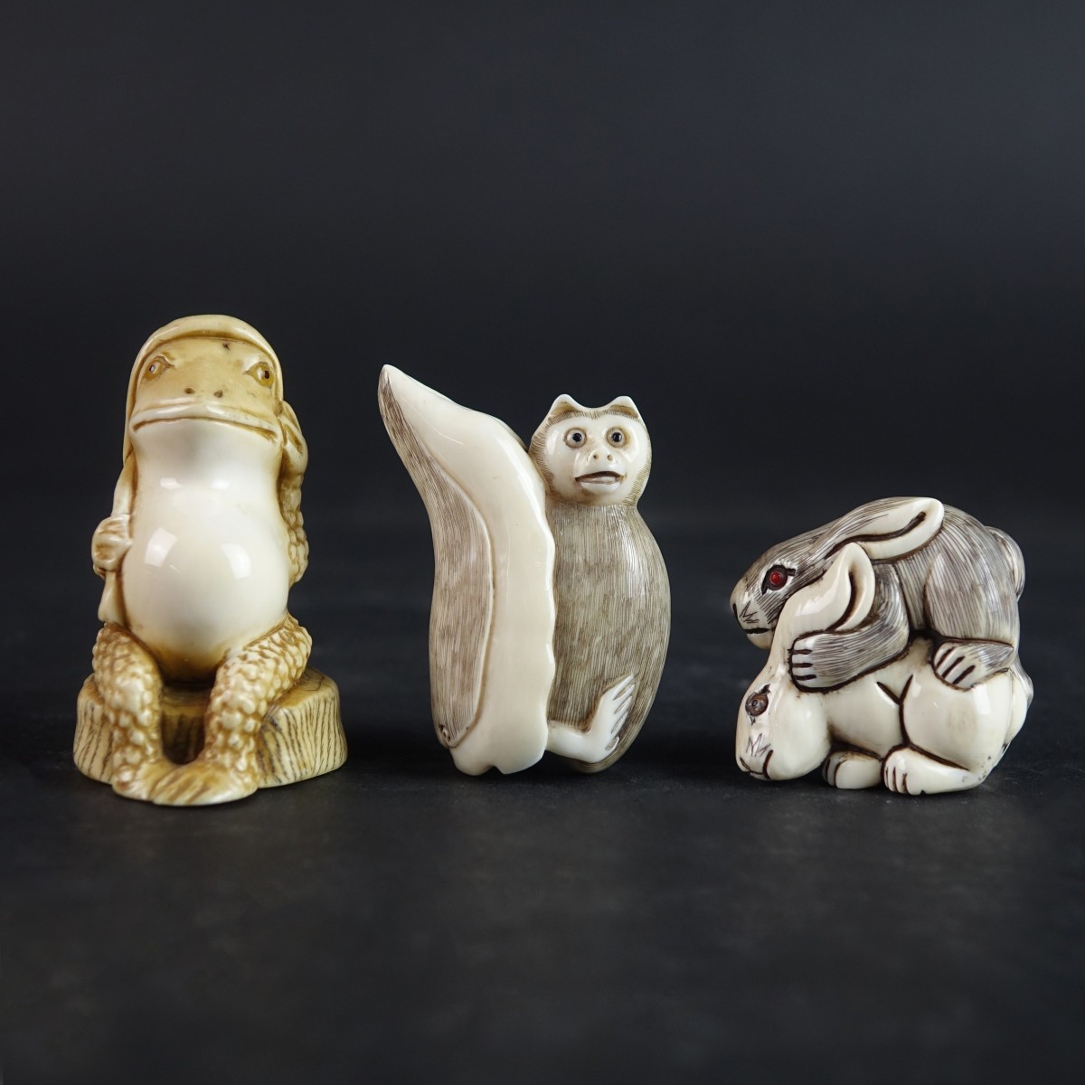 Three (3) Antique Japanese Animal Netsukes