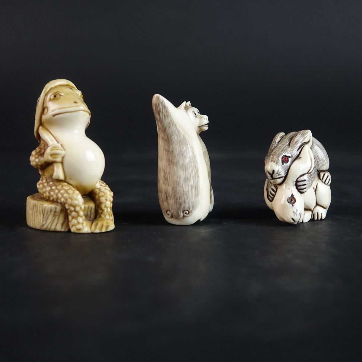 Three (3) Antique Japanese Animal Netsukes