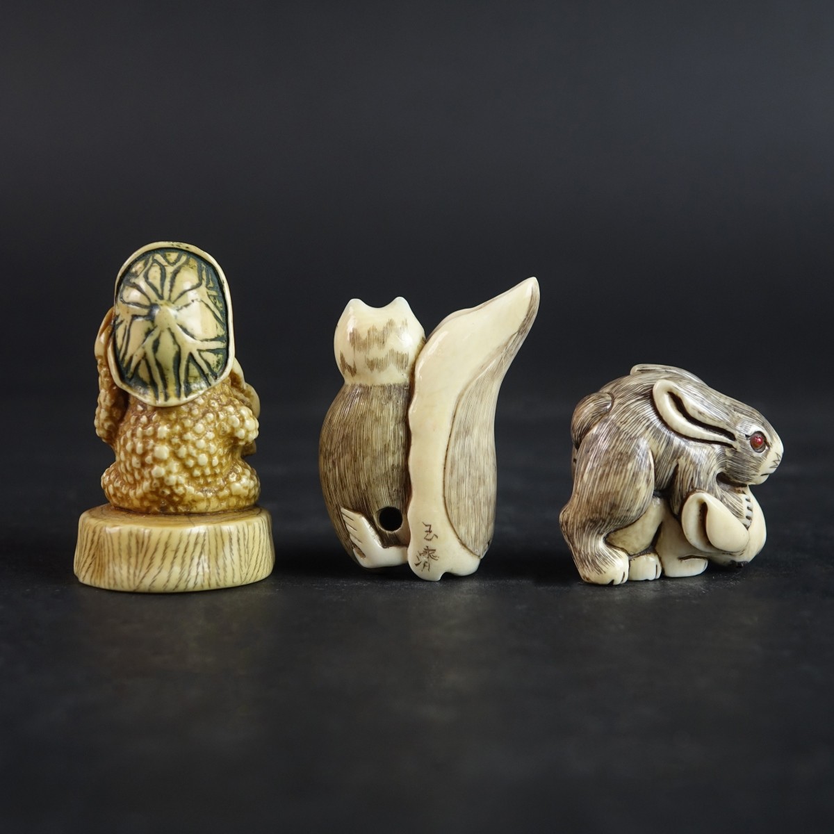 Three (3) Antique Japanese Animal Netsukes