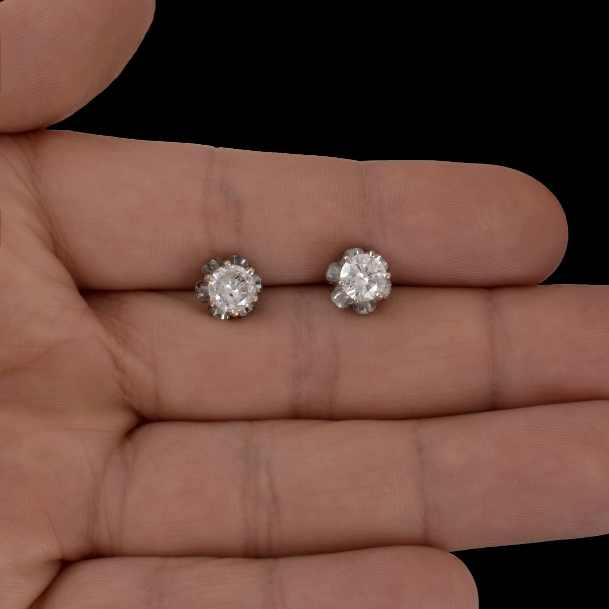 Diamond and 14K Ear Studs