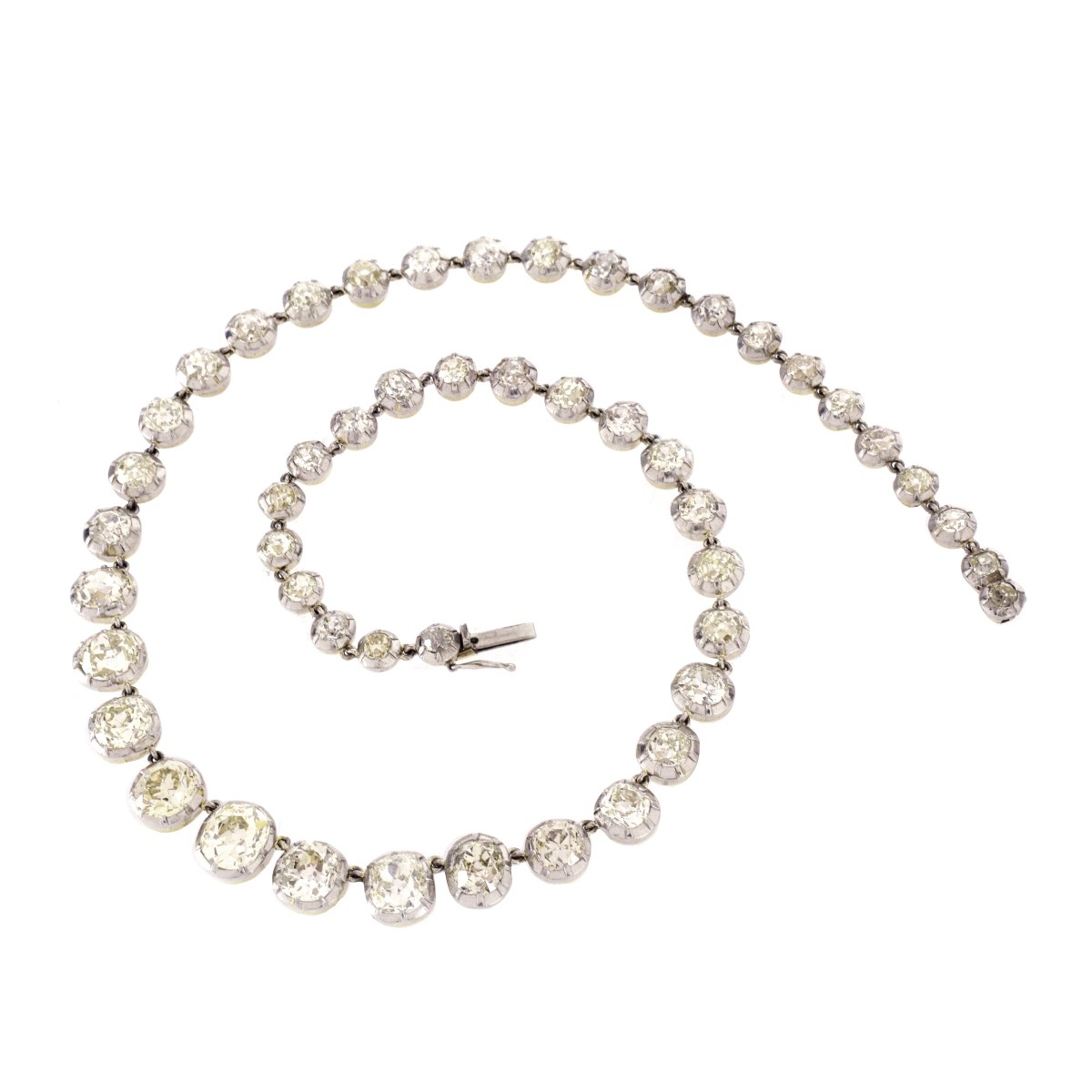 Diamond, Platinum and 18K Tennis Necklace