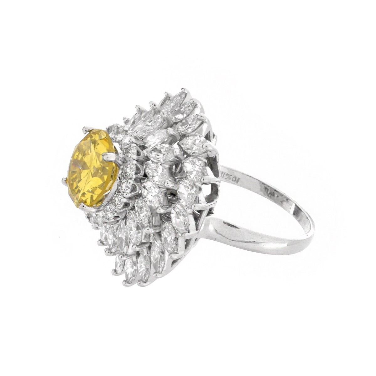 Fancy Vivid Yellow Diamond and Platinum Ring