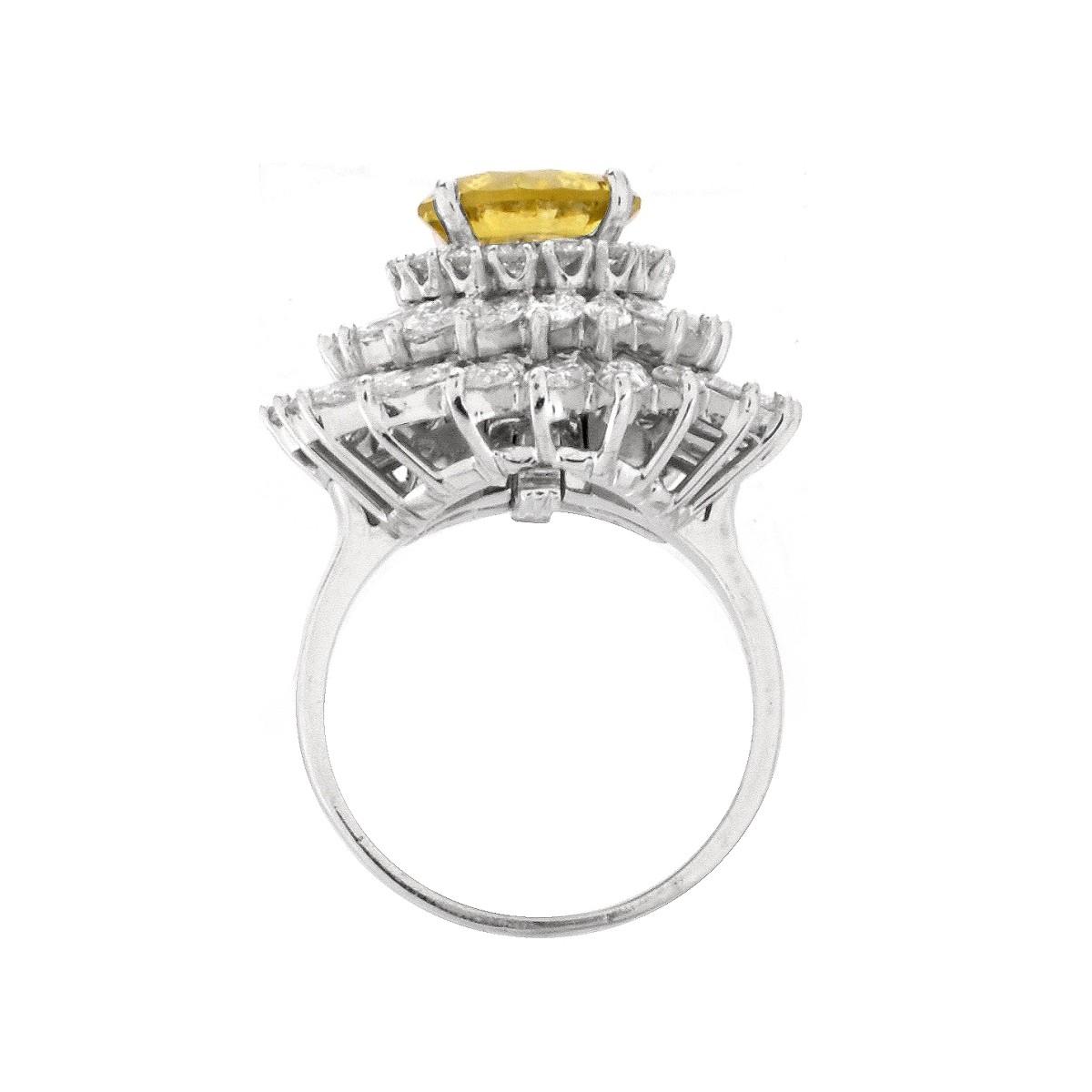 Fancy Vivid Yellow Diamond and Platinum Ring