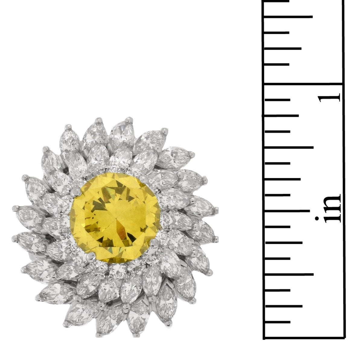 Fancy Vivid Yellow Diamond and Platinum Ring