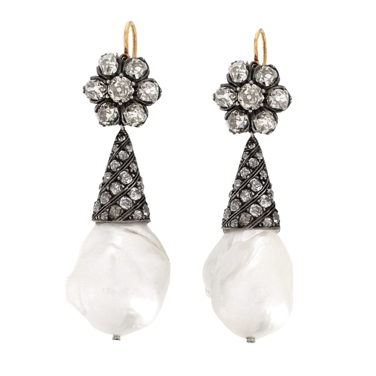 Diamond, Pearl and 18K Earrings