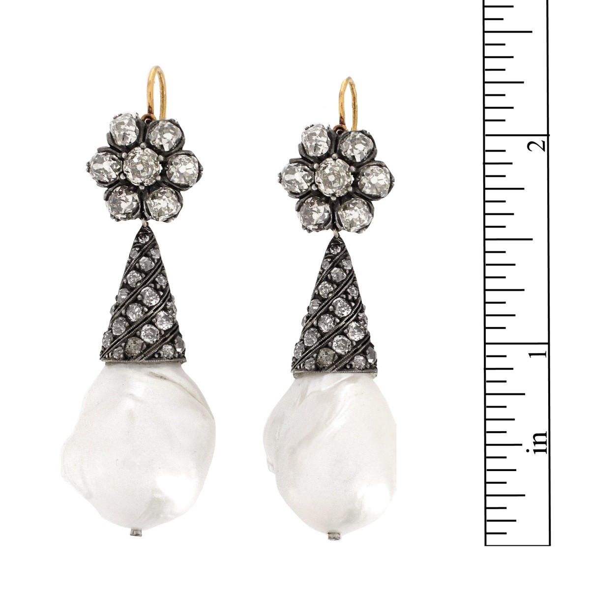 Diamond, Pearl and 18K Earrings