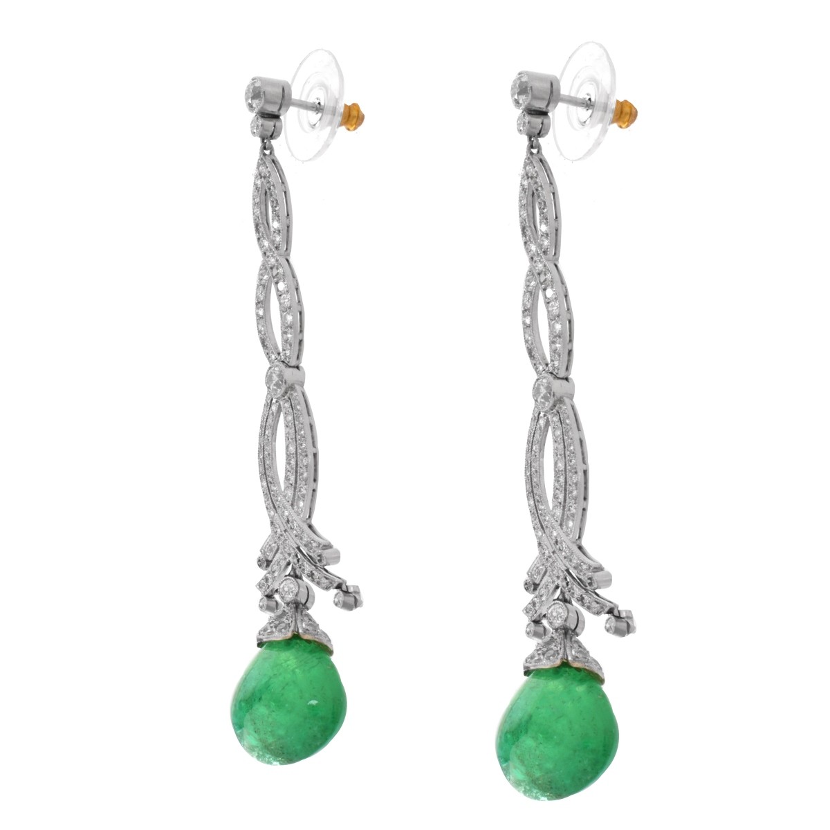 Emerald, Diamond and Platinum Earrings