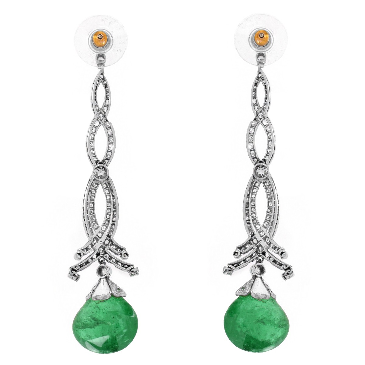 Emerald, Diamond and Platinum Earrings