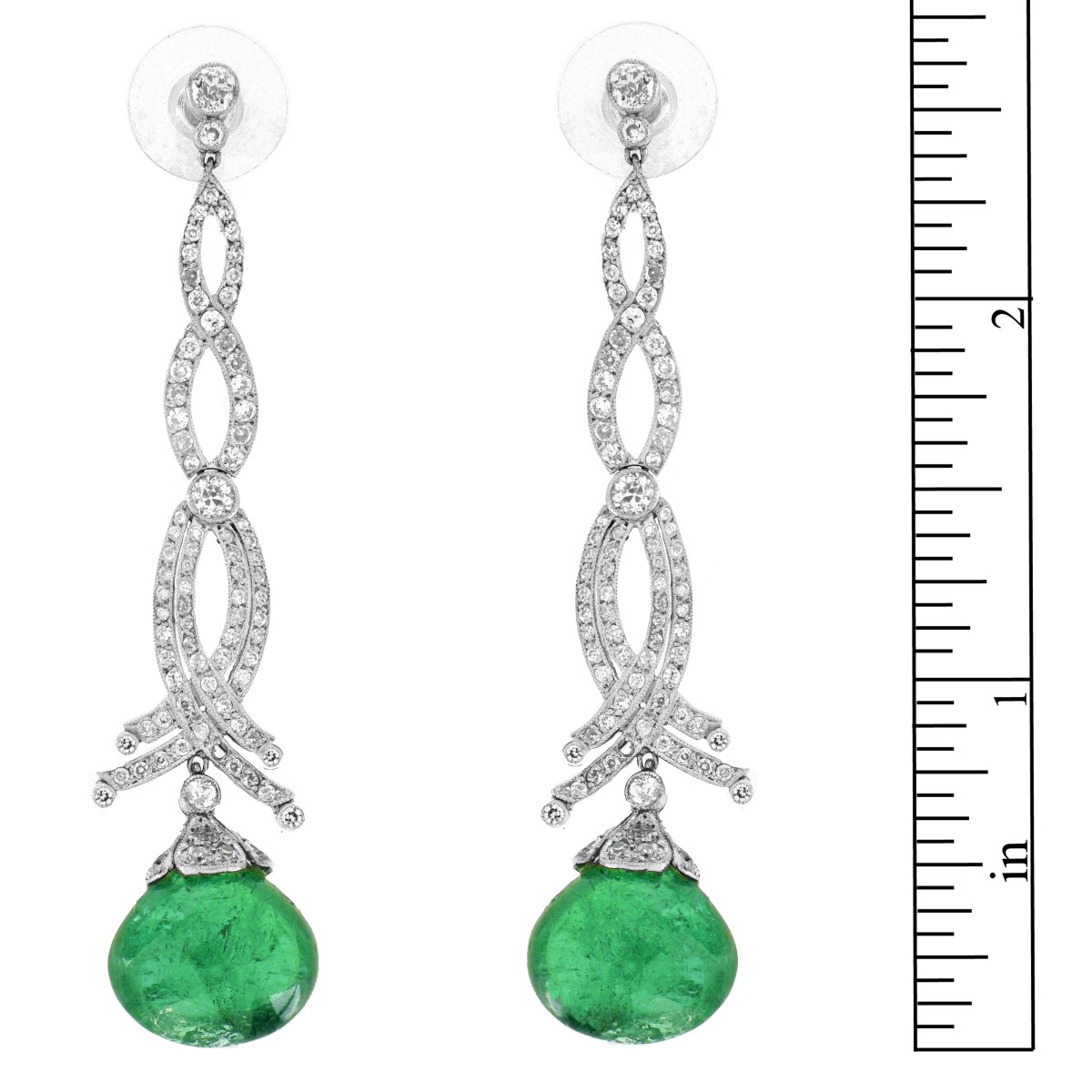 Emerald, Diamond and Platinum Earrings