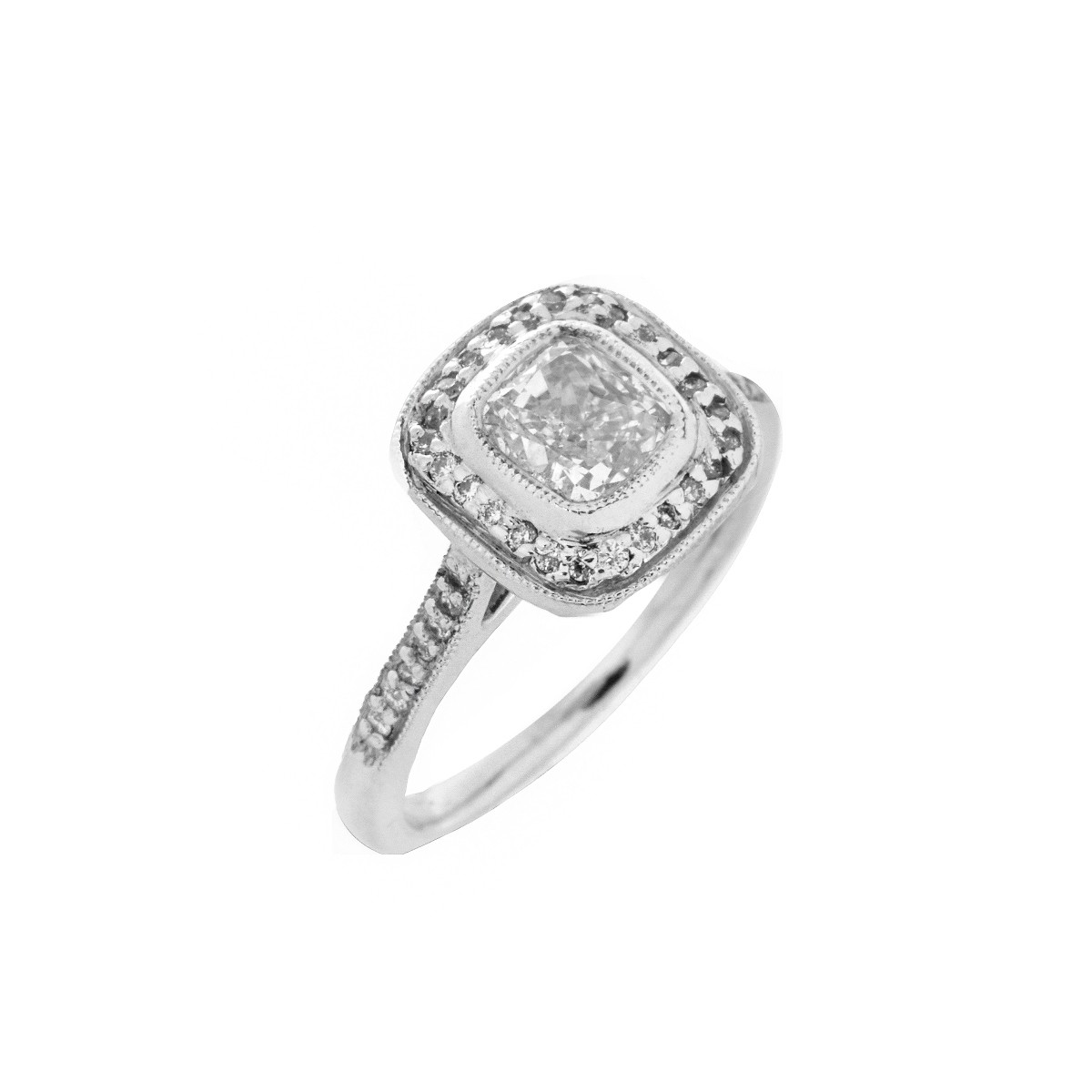 GIA Diamond and Platinum Ring