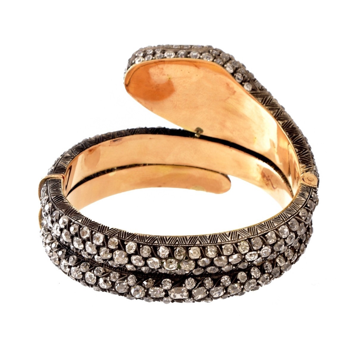 Diamond, 18K and Silver Snake Bangle