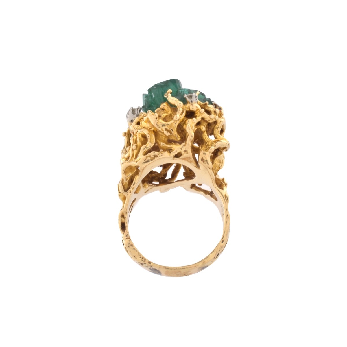 Emerald Crystal, Diamond and 14K Ring