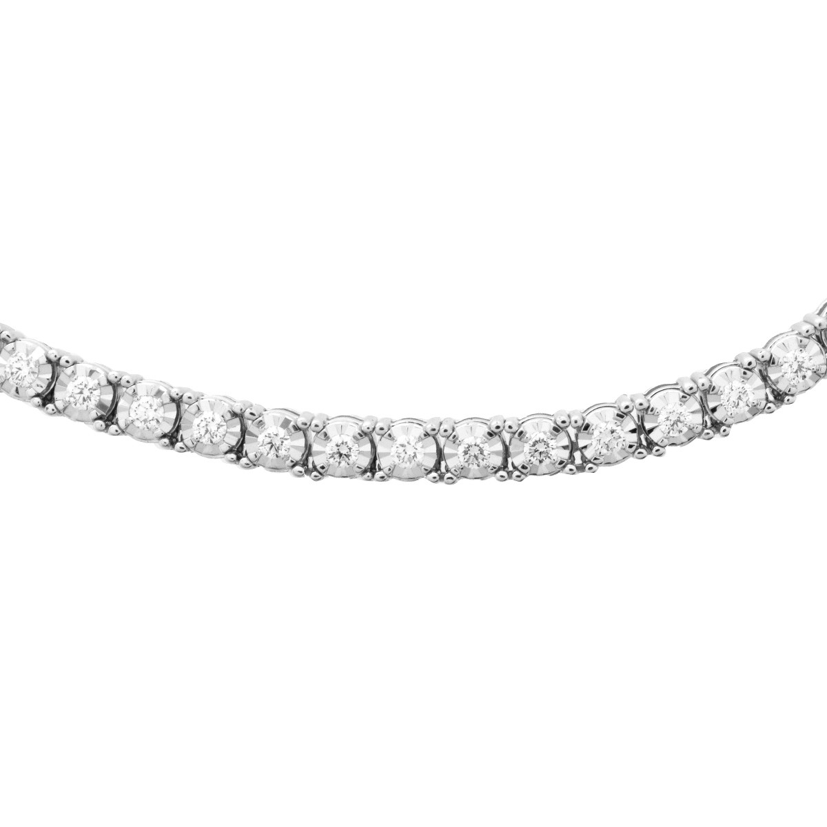 4.13 Carat Diamond and 14K Tennis Necklace