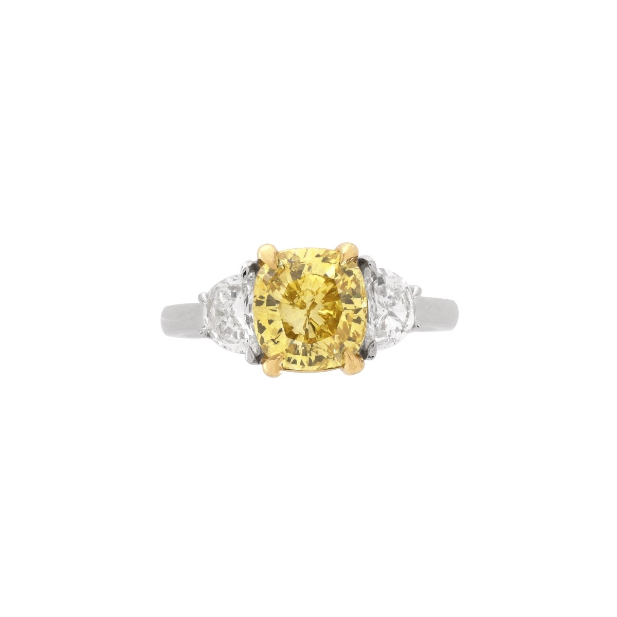 GIA Fancy Vivid Yellow Diamond and 18K Ring